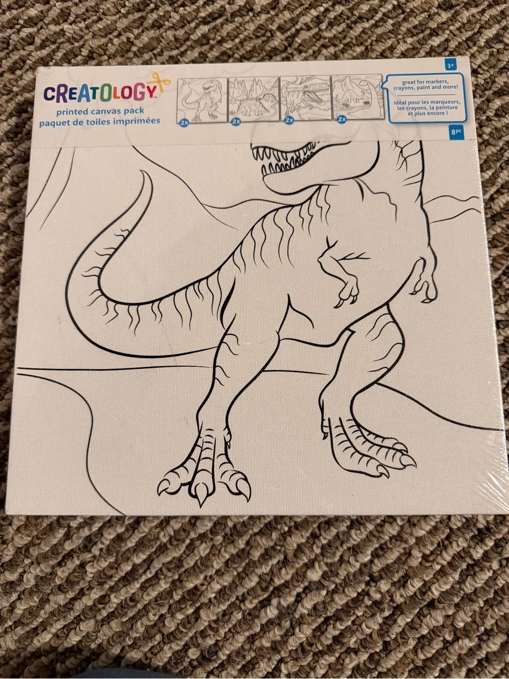 Printed Dinosaur Canvas Pack - White